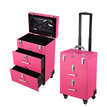 Professional Hair & Nail Training Trolley – Black , Lockable Rolling Beauty Case with 360° Wheels – Waterproof, Lightweight, Multi-Functional Storage for Salon & Makeup Artists